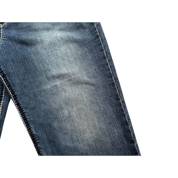 NINE WEST Womens Size 14 Contrast Stitched Date Night Fit Cropped Blue Jeans W32 - Picture 7 of 8